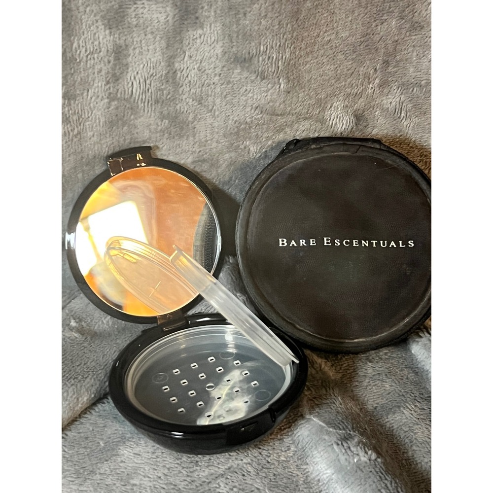 Bare Escentuals Black Compact Empty Powder Case w‎ Mirror Sifter Insert 3in